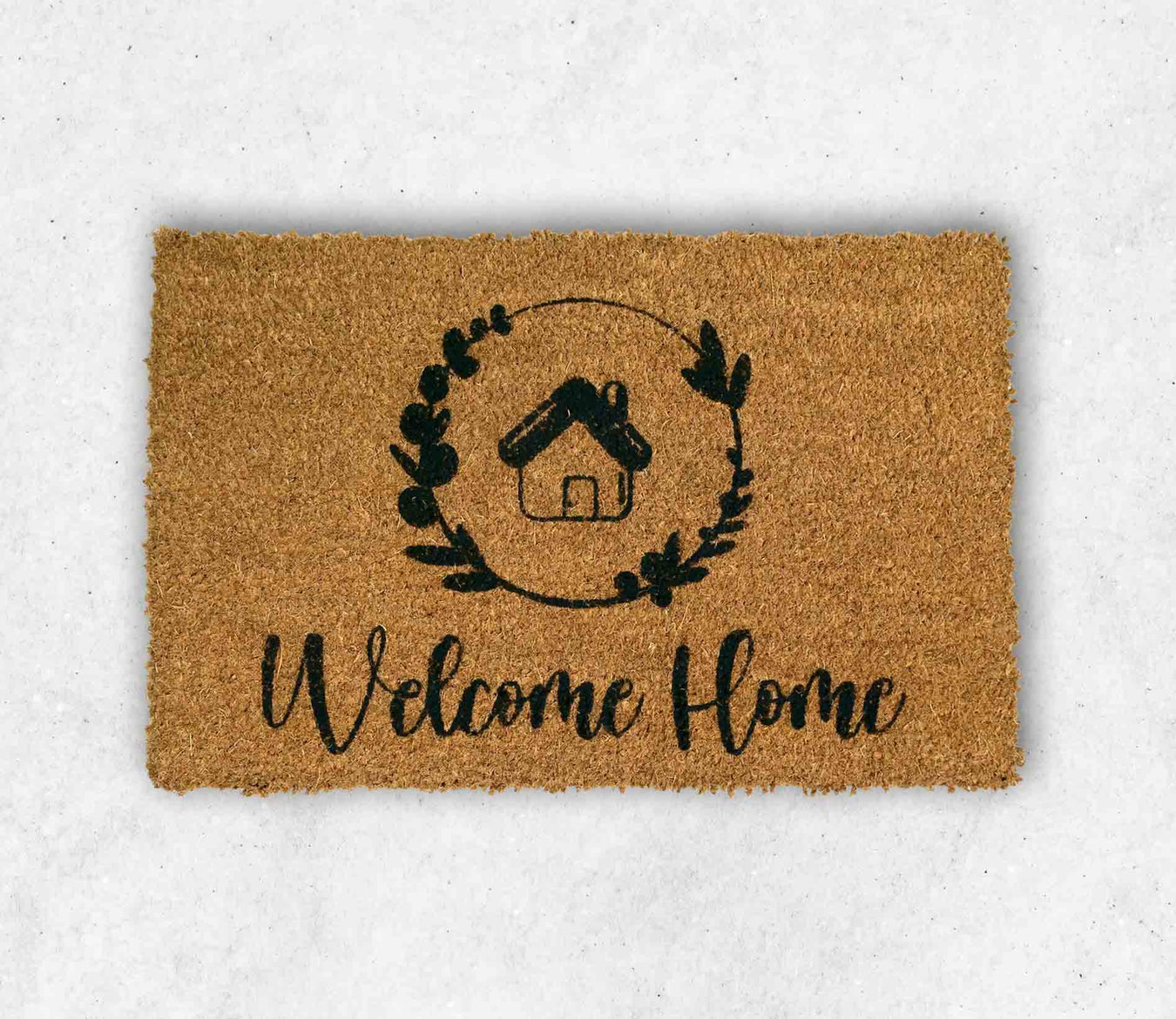 Welcome Home Fußmatte, handbedruckte Kokosmatte von Beckland