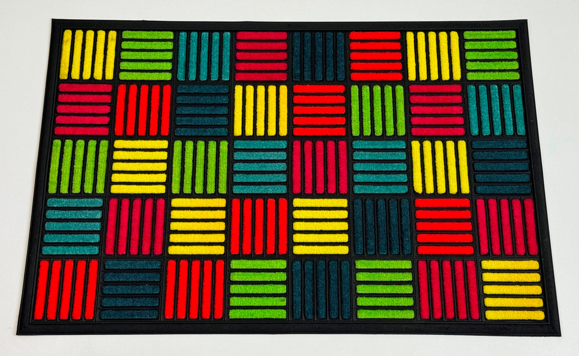 Designmatte Gummi mit Polyamidflock, Striche, Bunt, 60 x 90 cm